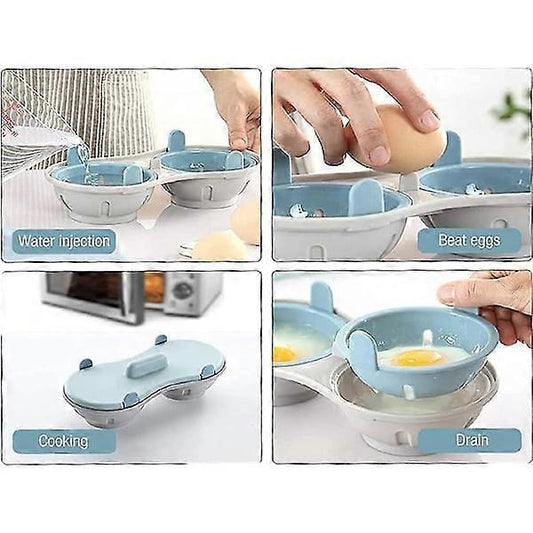 Microwave Double Cup Plastic Egg Cooker for Quick Cooking V1263-JX-4933