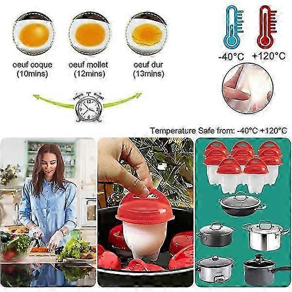 6 Pcs Silicone Egg Cooker Poacher Cups, Food Grade V1263-JX-4938