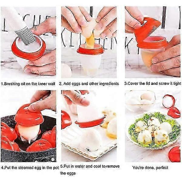 6 Pcs Silicone Egg Cooker Poacher Cups, Food Grade V1263-JX-4938
