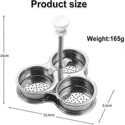 Stainless Steel 3-Compartment Egg Cooker Pot with Steam Basket V1263-JX-4939