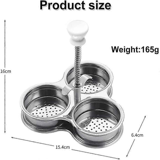 Stainless Steel 3-Compartment Egg Cooker Pot with Steam Basket V1263-JX-4939