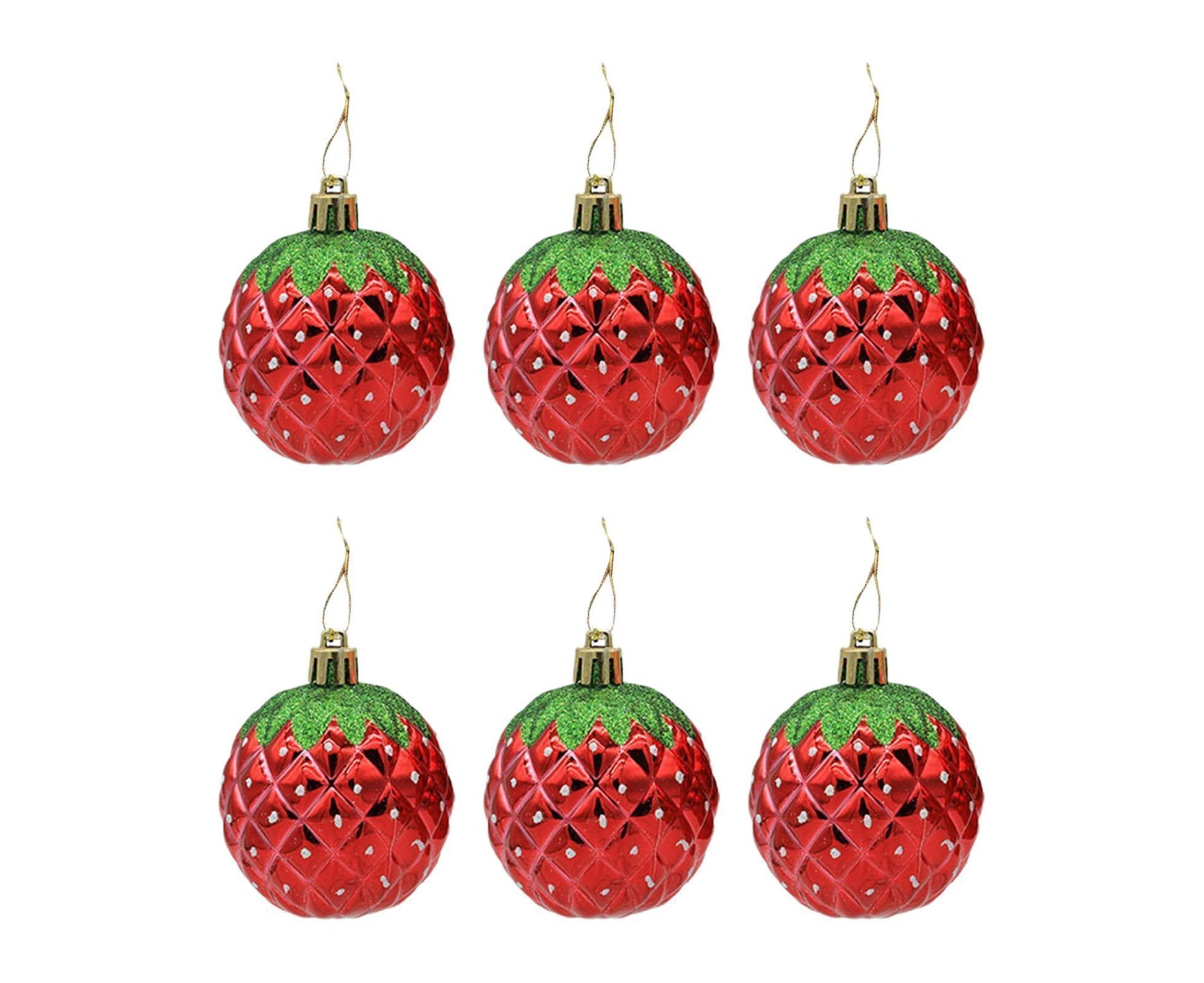 6Pcs Strawberry Ball Pendants-8 cm V1263-JX-494