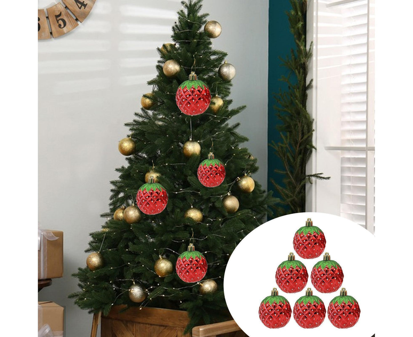 6Pcs Strawberry Ball Pendants-8 cm V1263-JX-494
