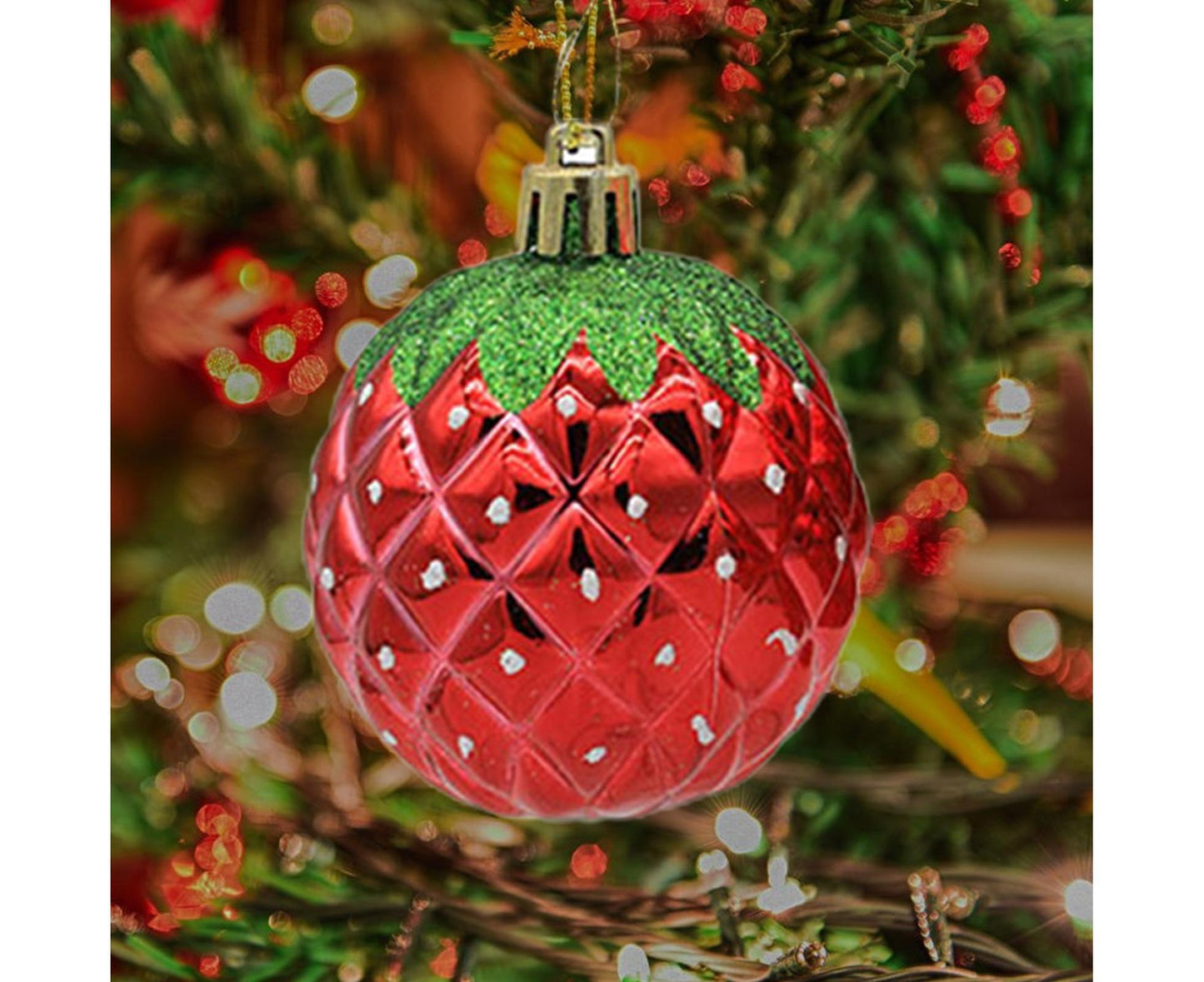 6Pcs Strawberry Ball Pendants-8 cm V1263-JX-494