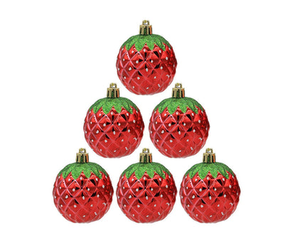 6Pcs Strawberry Ball Pendants-8 cm V1263-JX-494