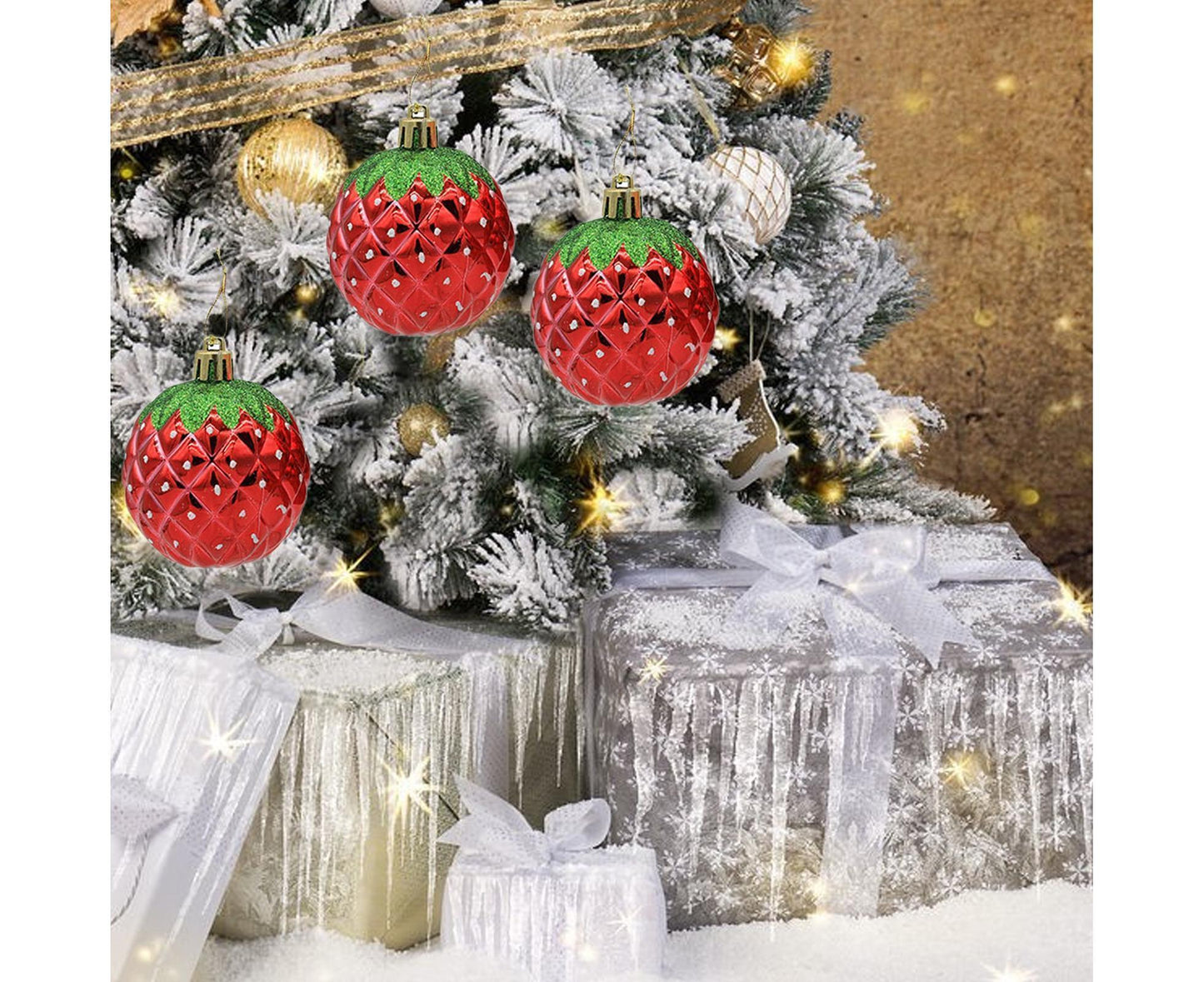 6Pcs Strawberry Ball Pendants-8 cm V1263-JX-494