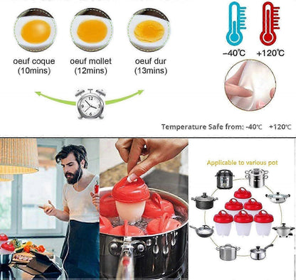 6 Pcs Silicone Shell-Free Egg Cooker Cups V1263-JX-4949