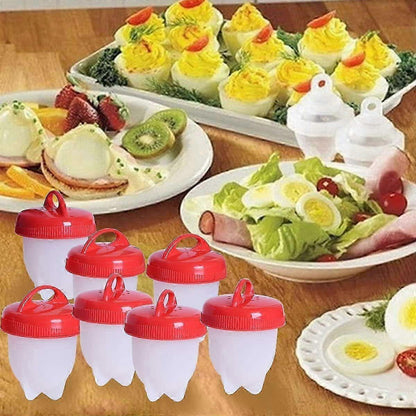 6 Pcs Silicone Shell-Free Egg Cooker Cups V1263-JX-4949