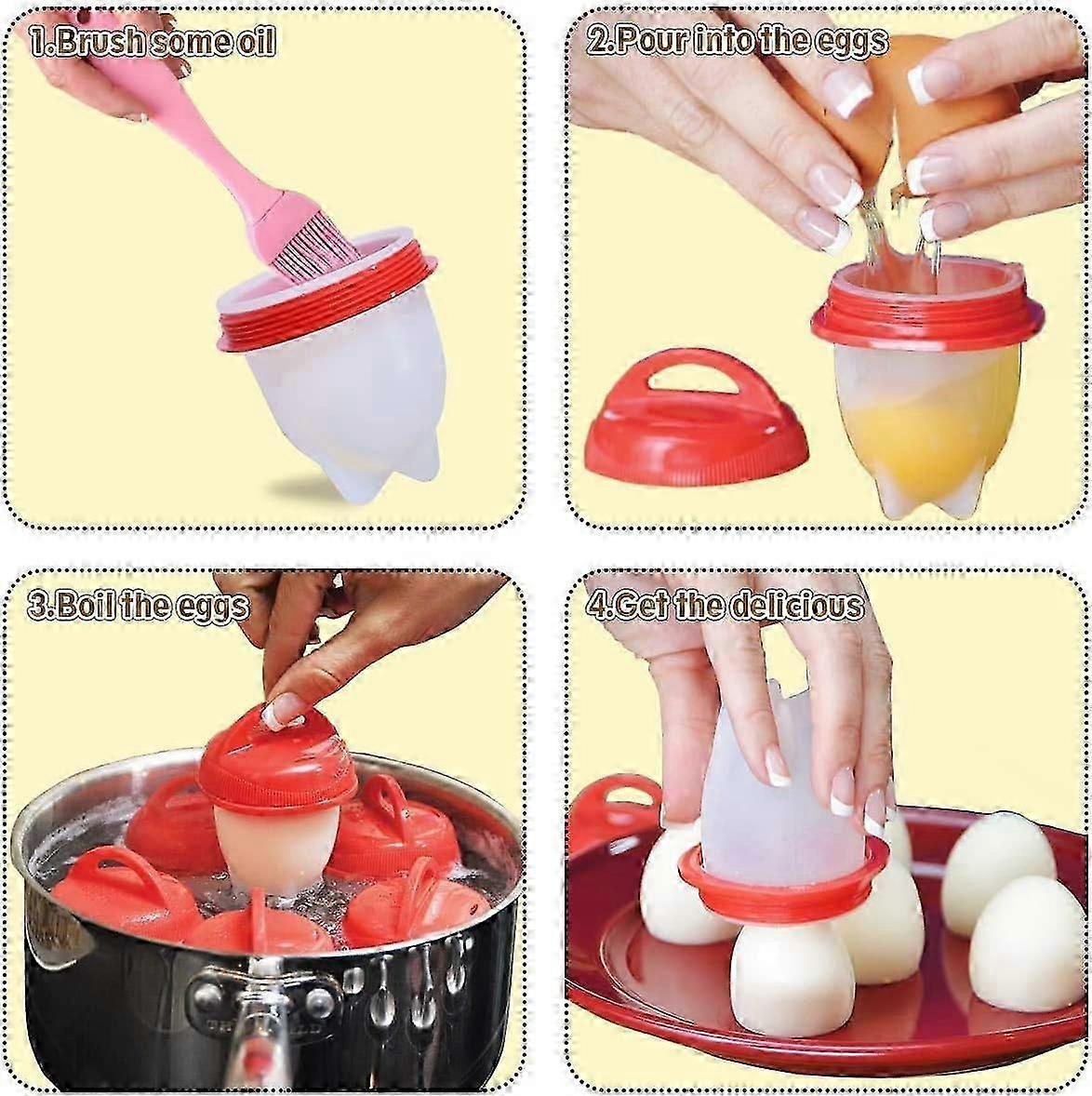 6 Pcs Silicone Shell-Free Egg Cooker Cups V1263-JX-4949