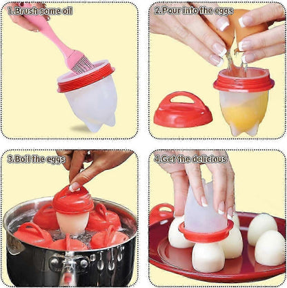 6 Pcs Silicone Shell-Free Egg Cooker Cups V1263-JX-4949