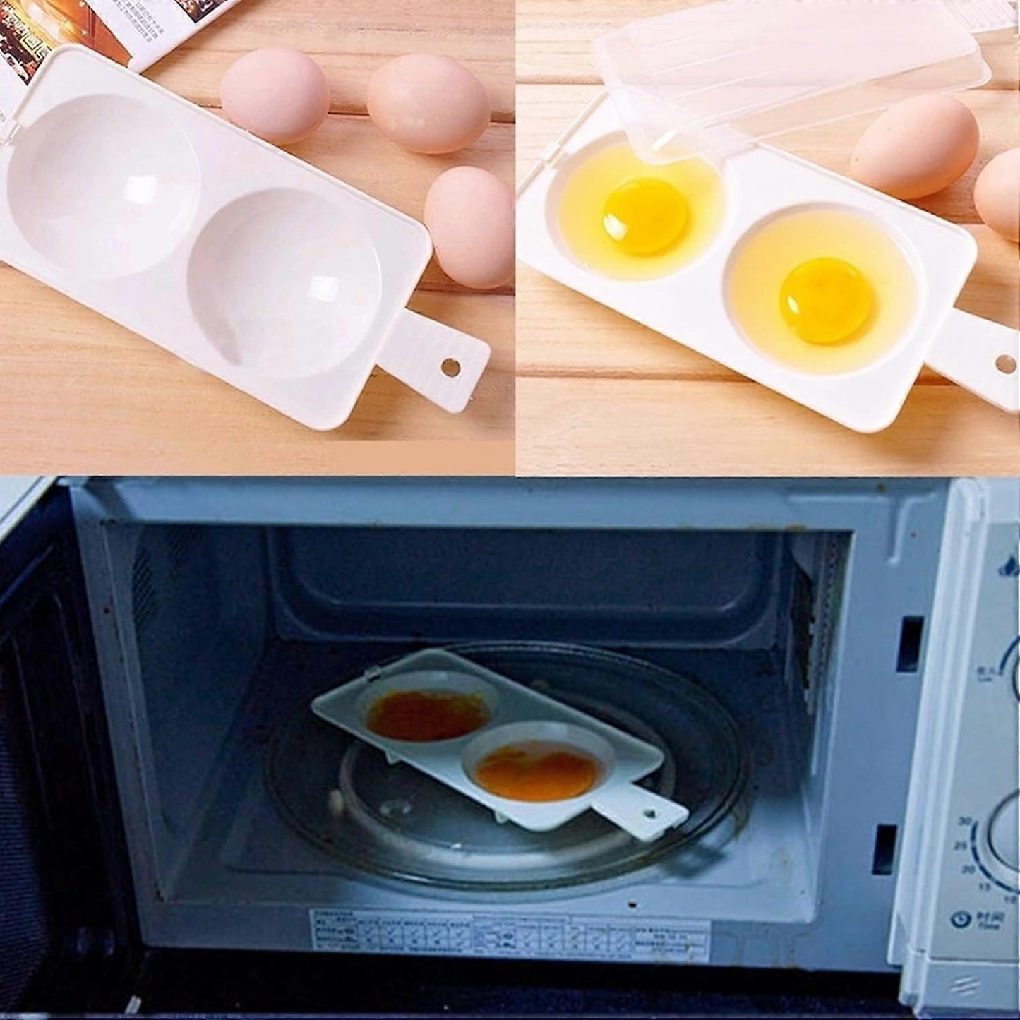 Plastic Double Egg Poacher, Microwave Egg Cooker V1263-JX-4952