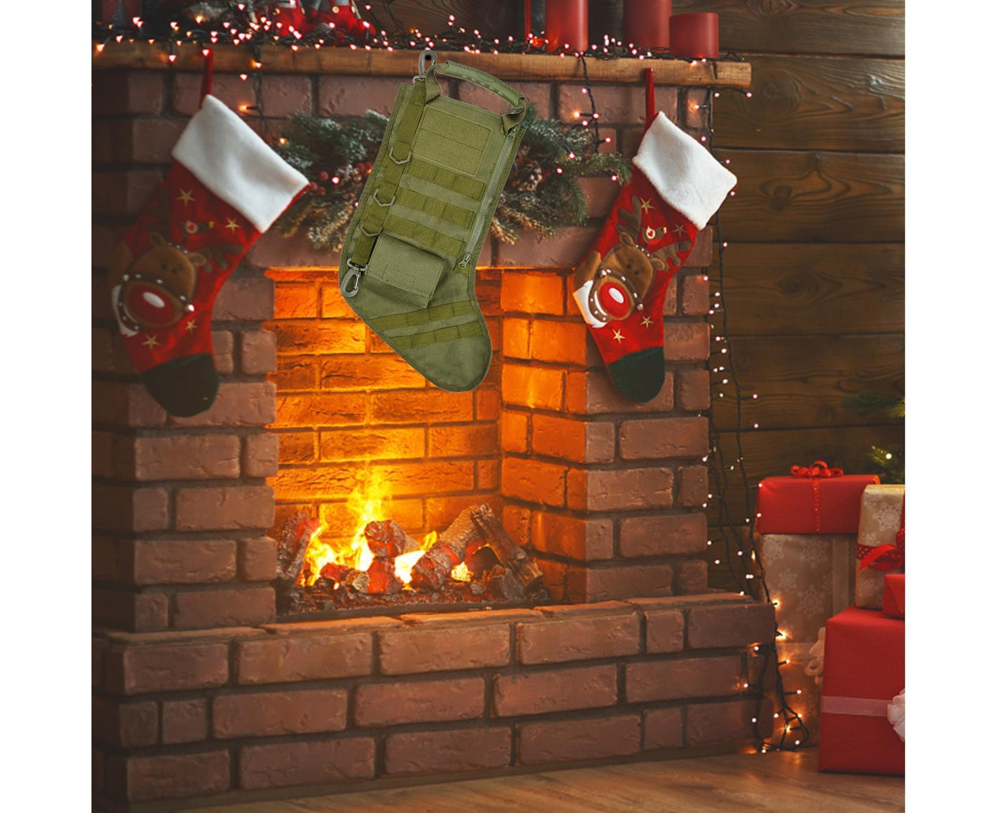 Christmas Stocking Tree Decoration-Green V1263-JX-498