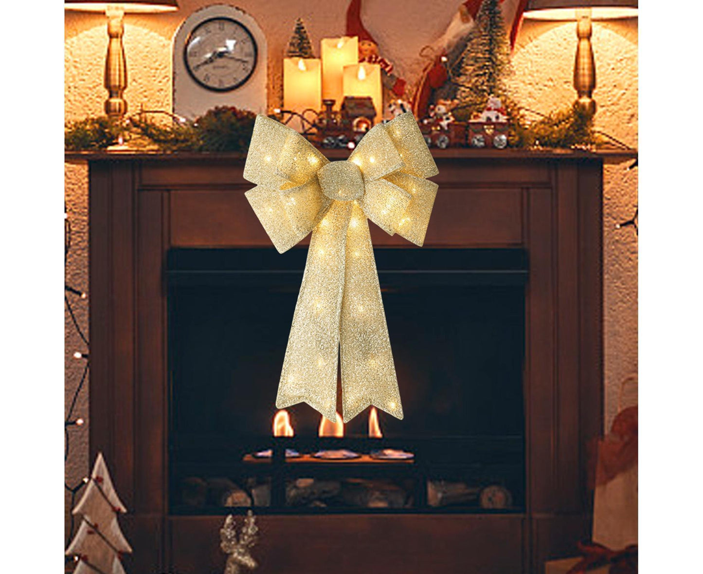 Xmas Tree Wreath Bow Pendant for Party-Golden V1263-JX-499