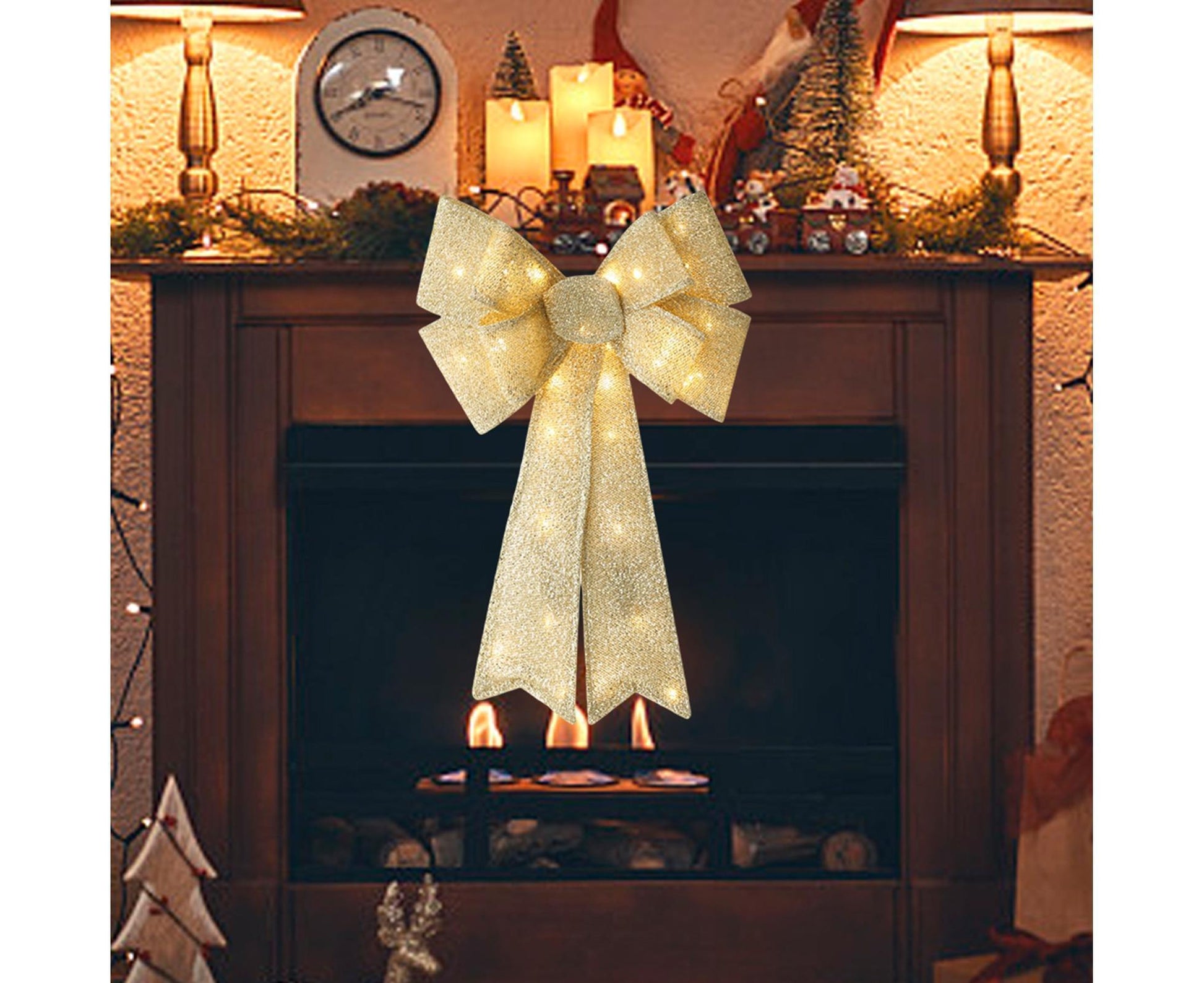 Xmas Tree Wreath Bow Pendant for Party-Golden V1263-JX-499