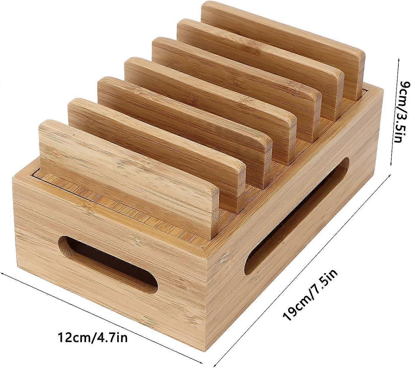Bamboo Charging Station for Multiple Devices, Wood Organizer Dock V1263-JX-4995