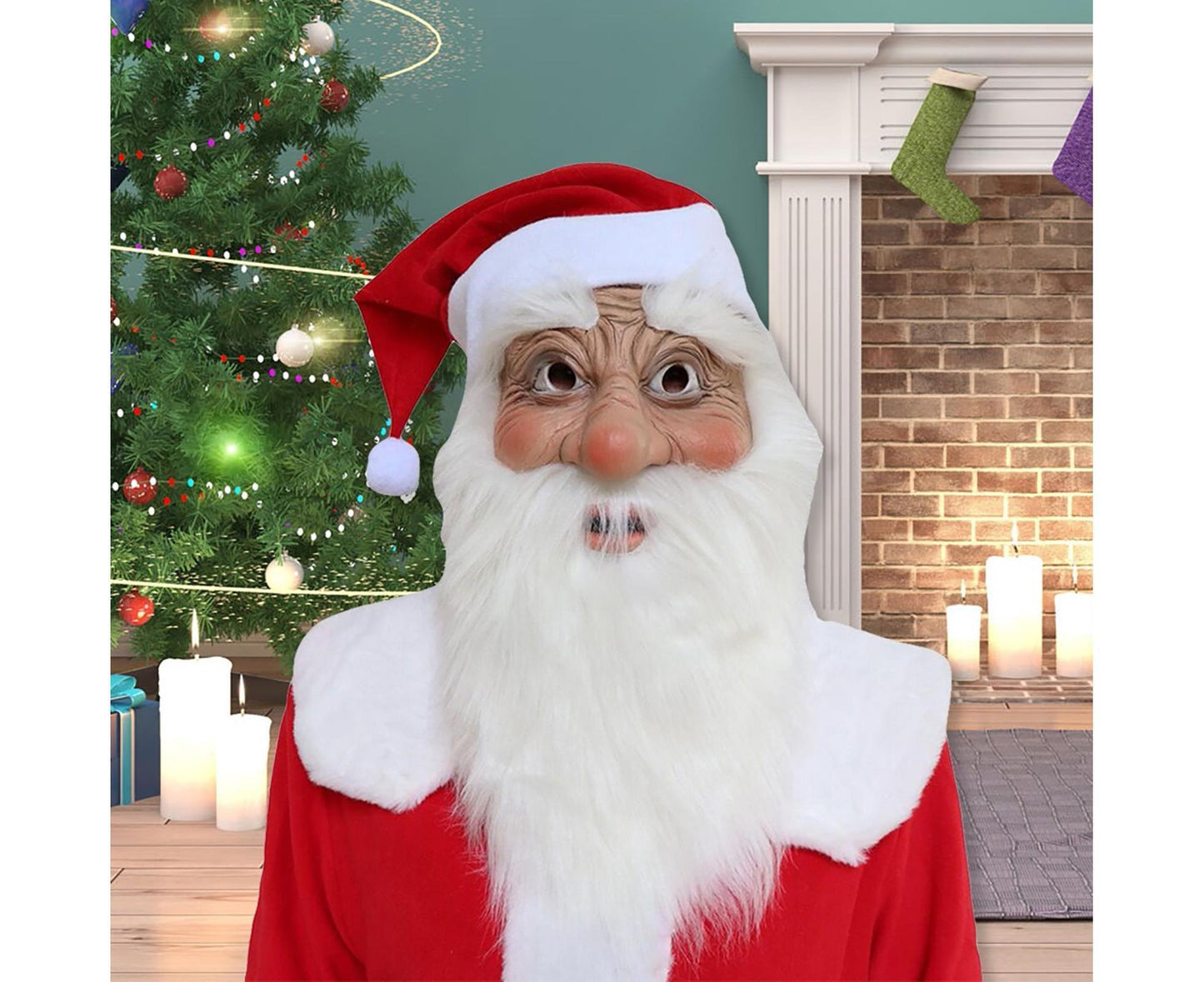 Halloween Creative Santa Claus Shape Christmas Cosplay Costume Decor Face Cover-C V1263-JX-500