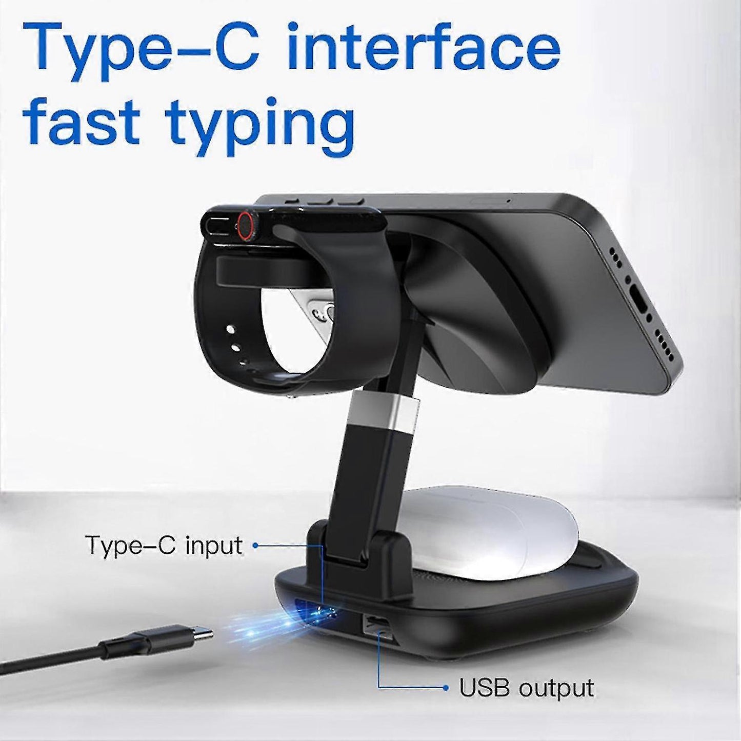 Foldable 3-in-1 Wireless Charging Station, 15W Charger V1263-JX-5009