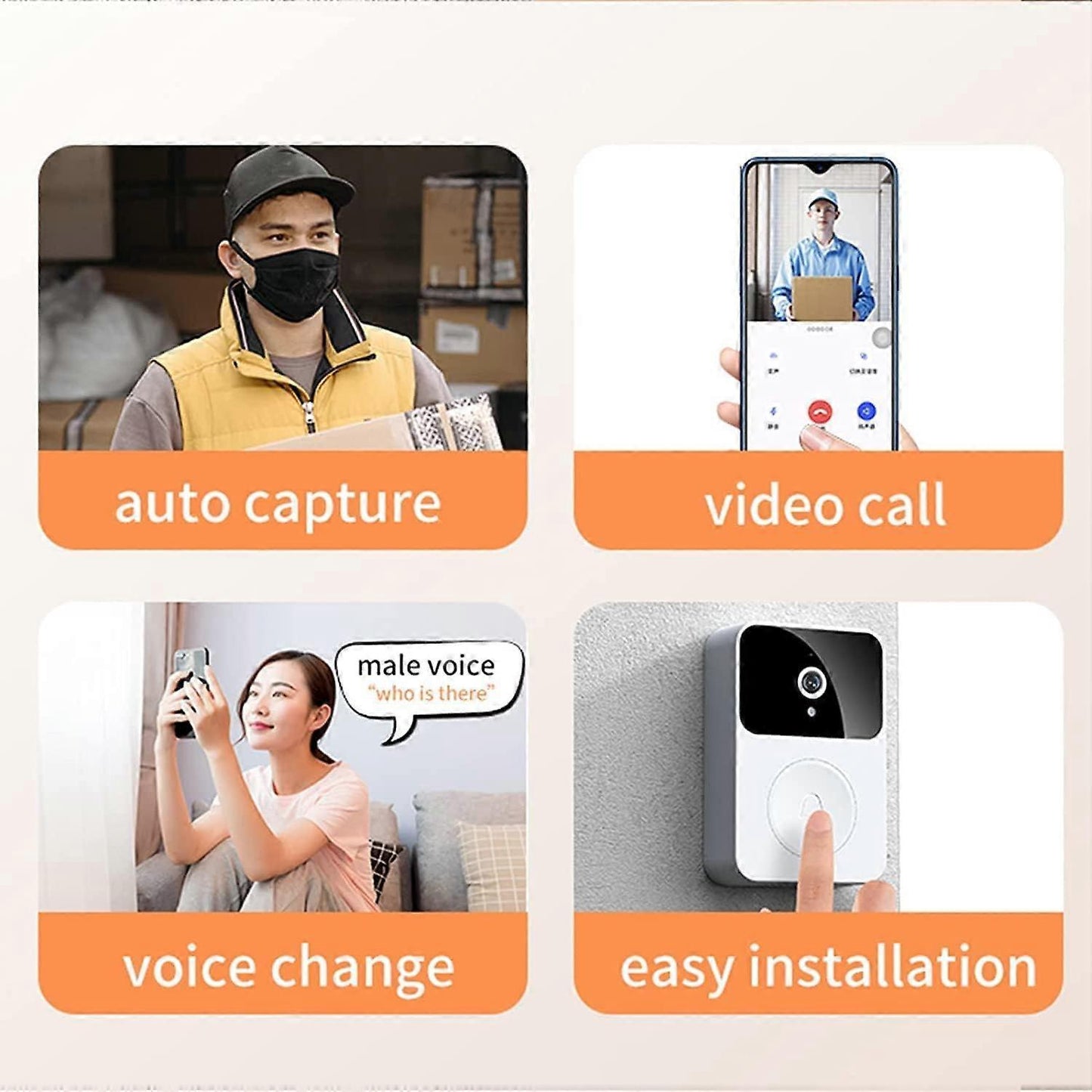 Wireless WiFi Video Doorbell with Camera V1263-JX-5017
