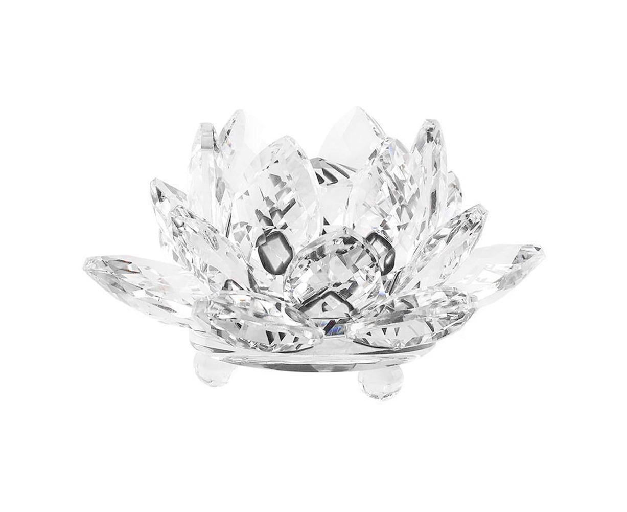 Artificial Quartz Crystal Lotus Flower Figurine Wedding Party Decor Souvenir-White V1263-JX-502