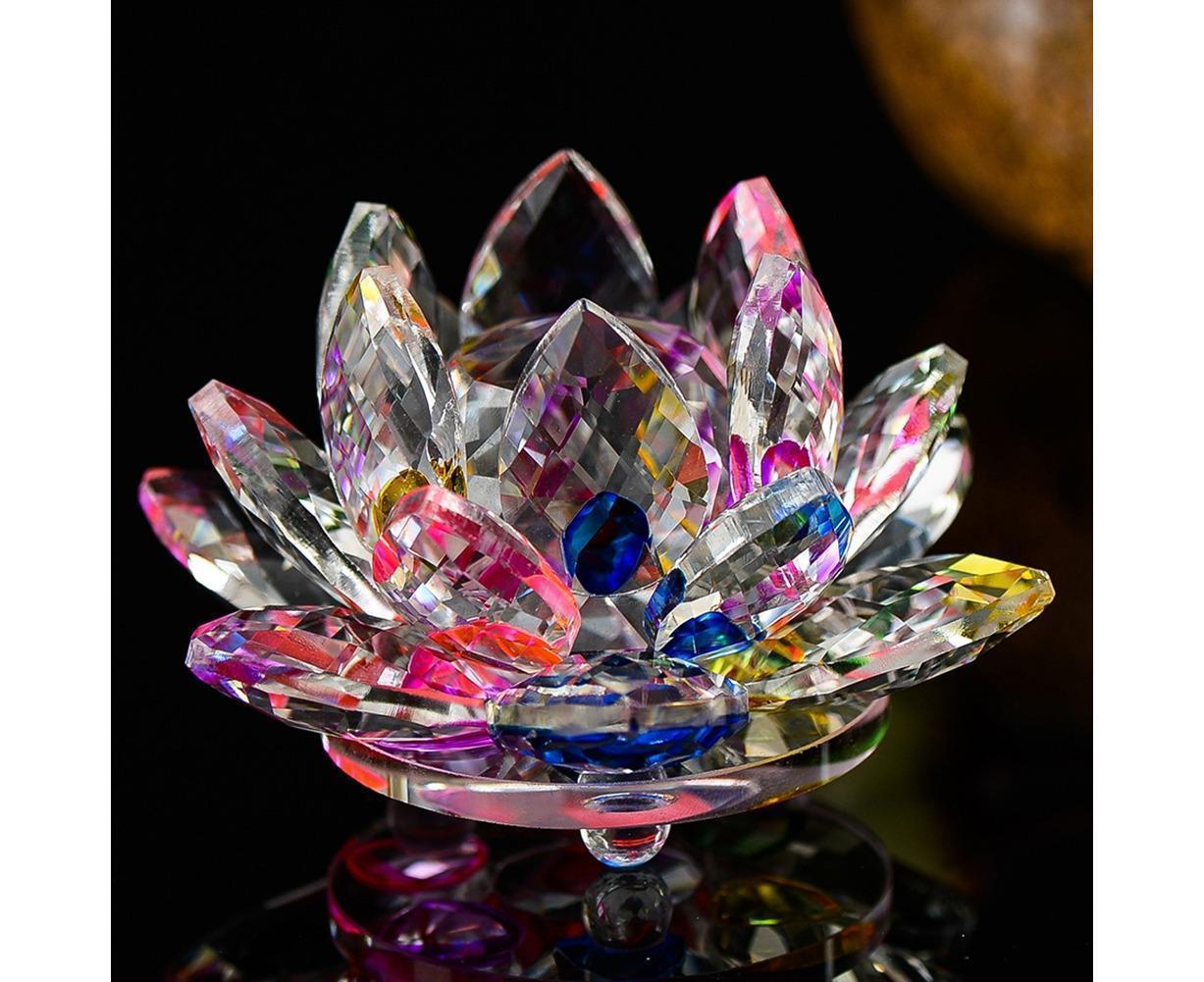 Artificial Quartz Crystal Lotus Flower Figurine Wedding Party Decor Souvenir-White V1263-JX-502