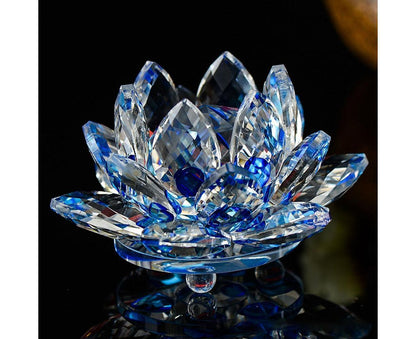 Artificial Quartz Crystal Lotus Flower Figurine Wedding Party Decor Souvenir-White V1263-JX-502