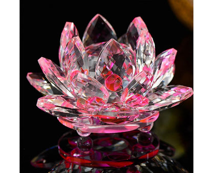 Artificial Quartz Crystal Lotus Flower Figurine Wedding Party Decor Souvenir-White V1263-JX-502