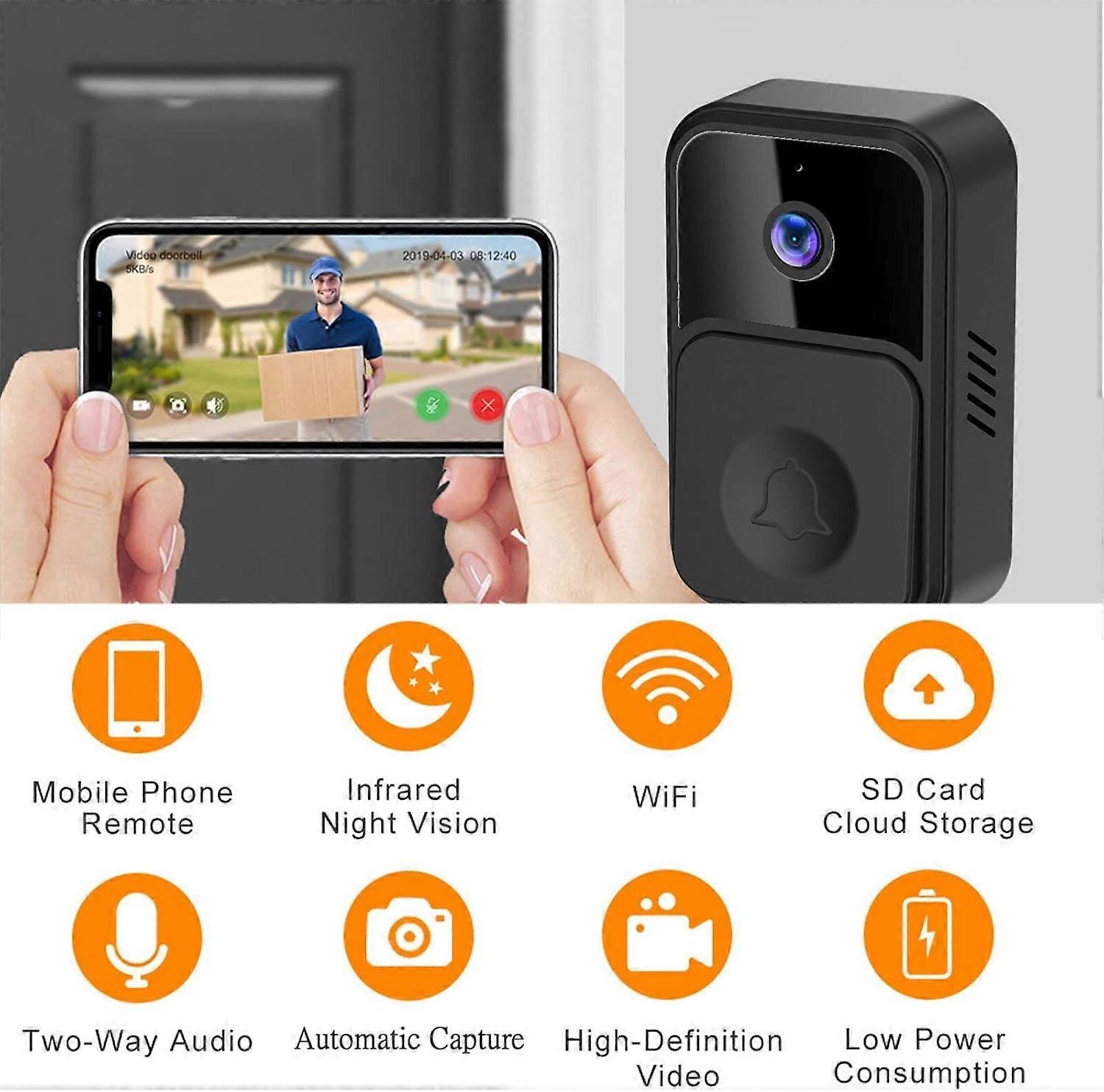 Smart WiFi Video Doorbell, Wireless Anti-Theft Camera Doorbell V1263-JX-5024
