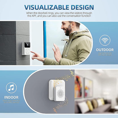 Wireless Doorbell Camera with Chime, 2.4GHz Video Doorbell V1263-JX-5025