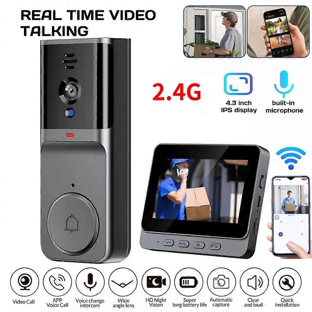 2.4G Wireless Video Doorbell with Smartphone Intercom, 256GB V1263-JX-5026