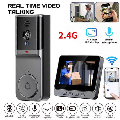 2.4G Wireless Video Doorbell with Smartphone Intercom, 256GB V1263-JX-5026