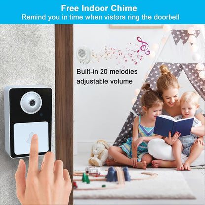 Wireless Video Doorbell Camera with Chime, Rechargeable Cordless Smart Doorbell V1263-JX-5040