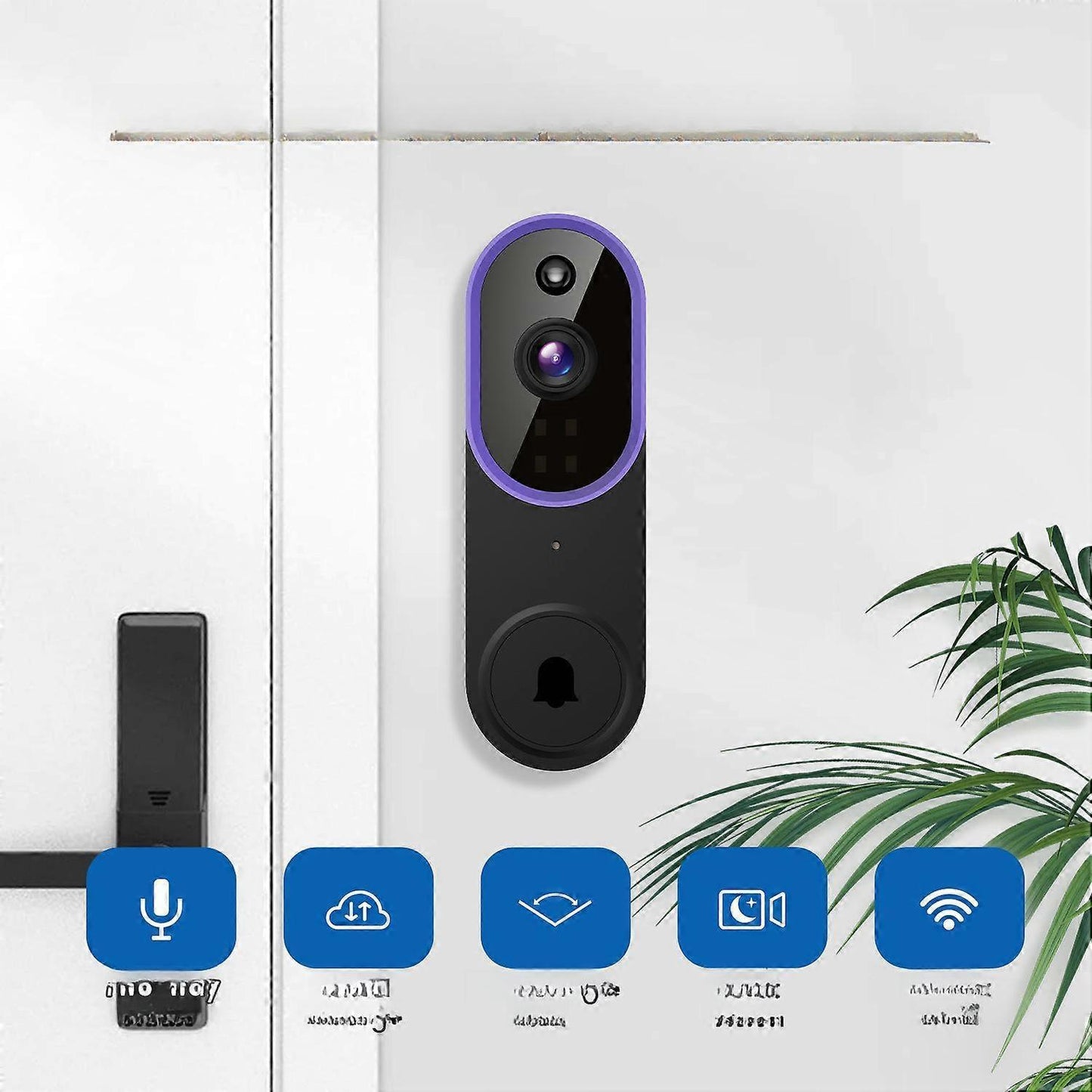 Smart Wireless Video Doorbell, HD Night Vision, Intercom Security V1263-JX-5051