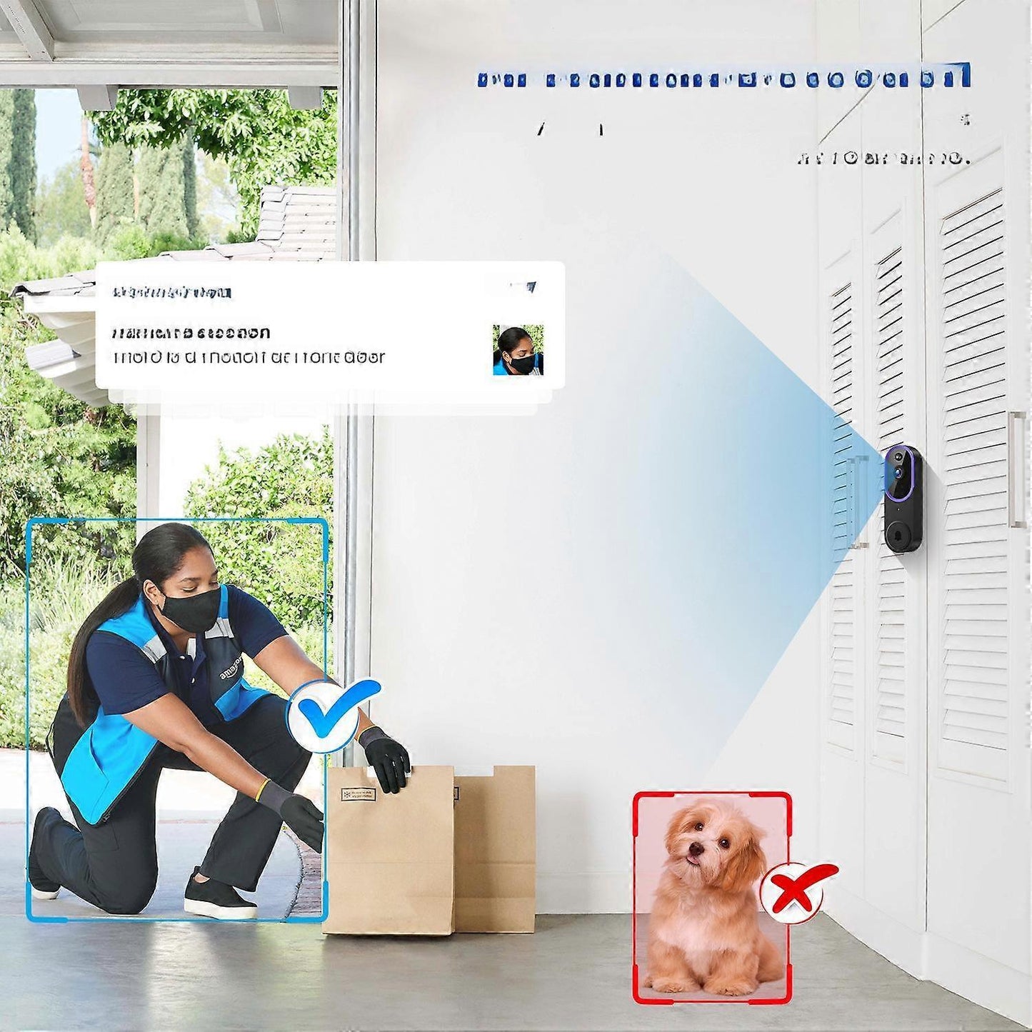 Smart Wireless Video Doorbell, HD Night Vision, Intercom Security V1263-JX-5051