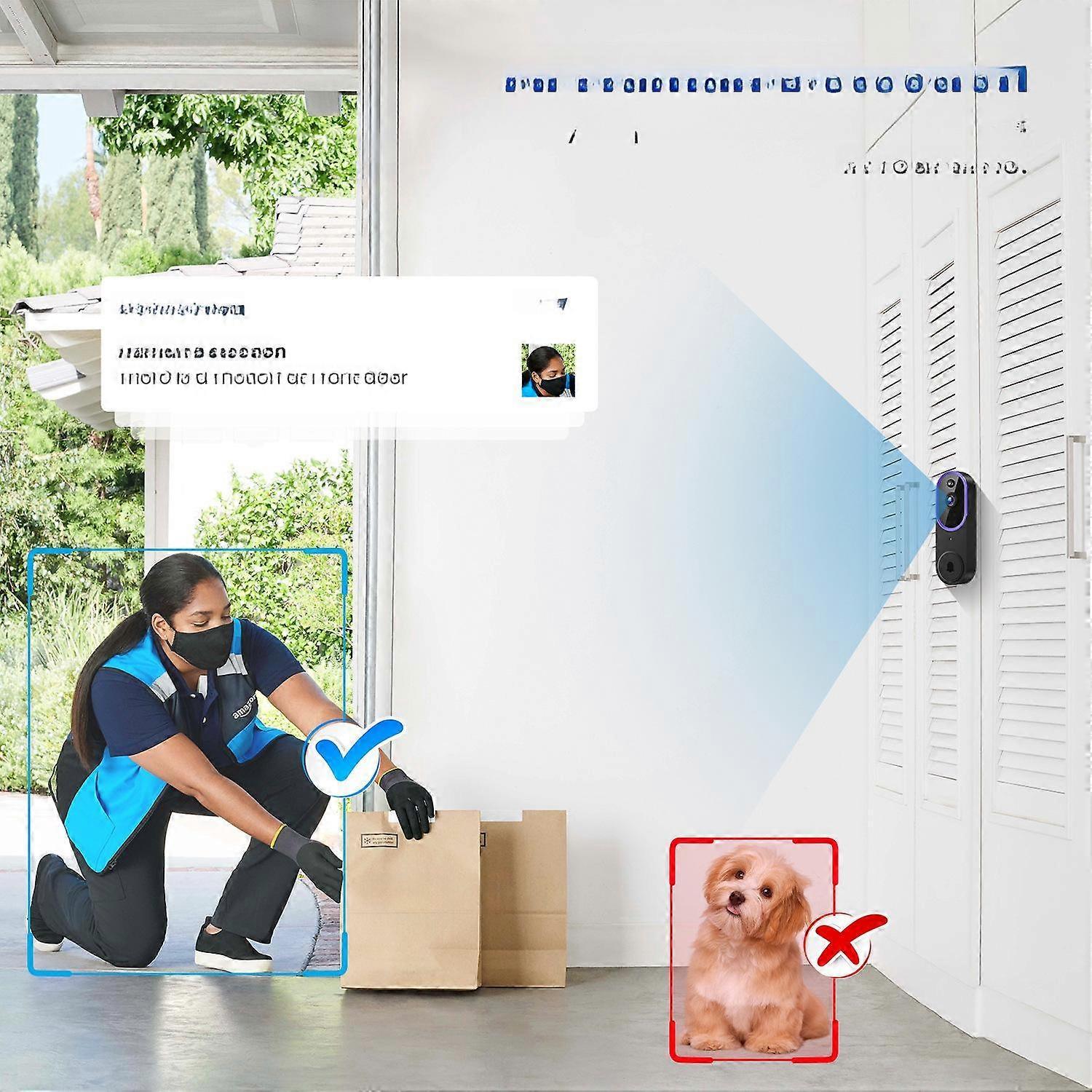 Smart Wireless Video Doorbell, HD Night Vision, Intercom Security V1263-JX-5051
