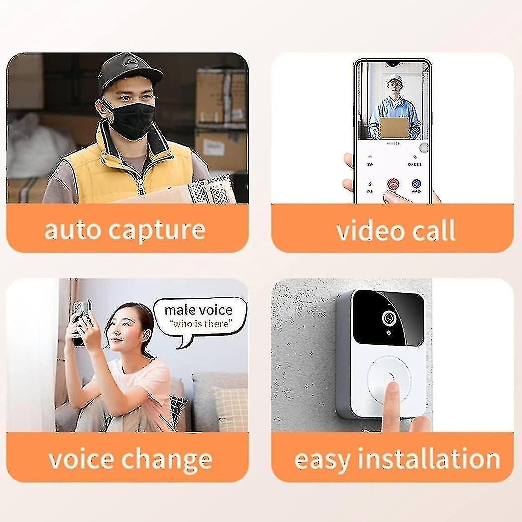 Smart Ring Video Doorbell, Wireless HD Night Vision Home Intercom V1263-JX-5053
