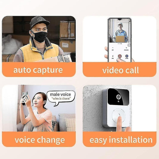 Smart Ring Video Doorbell, Wireless HD Night Vision Home Intercom V1263-JX-5053
