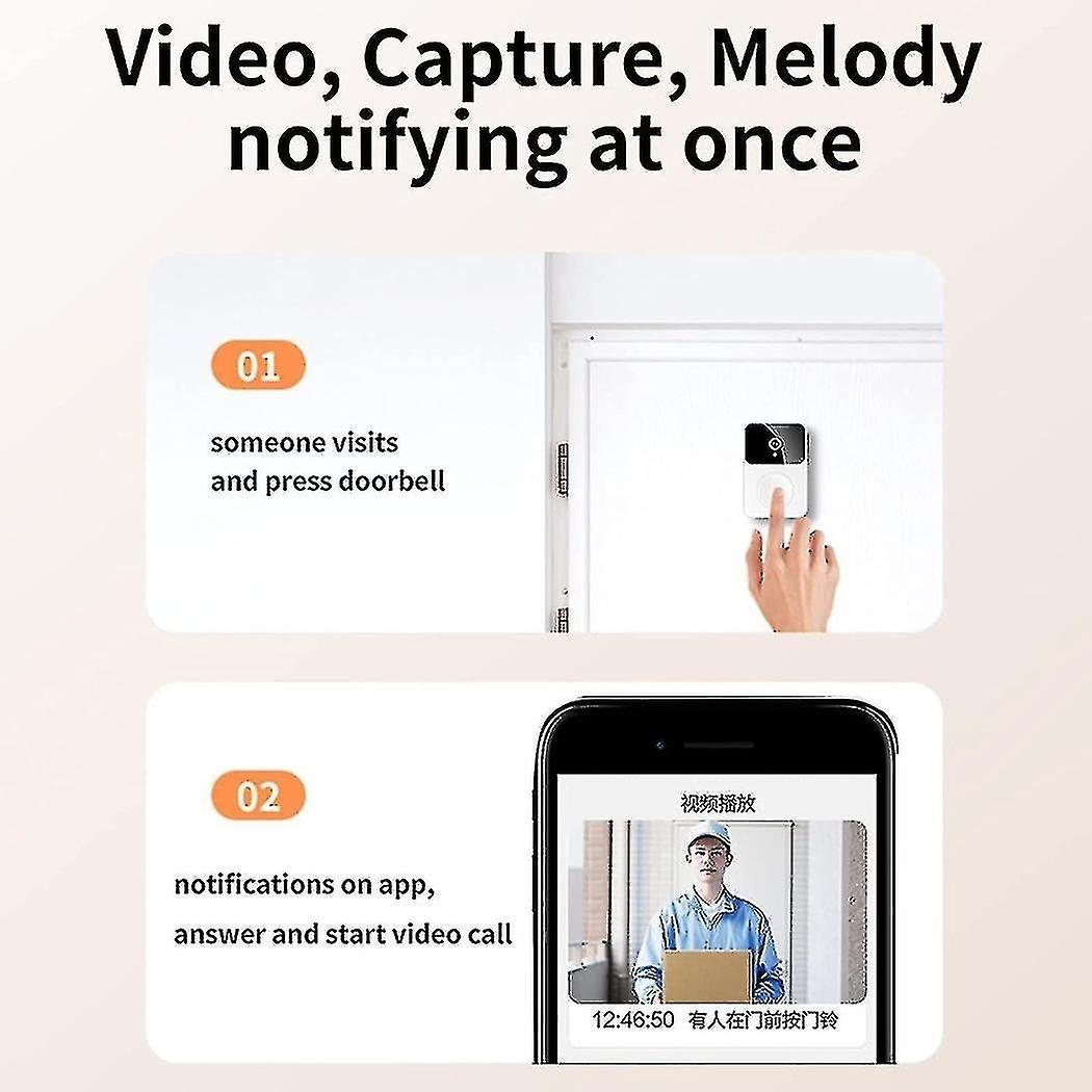 Smart Ring Video Doorbell, Wireless HD Night Vision Home Intercom V1263-JX-5053