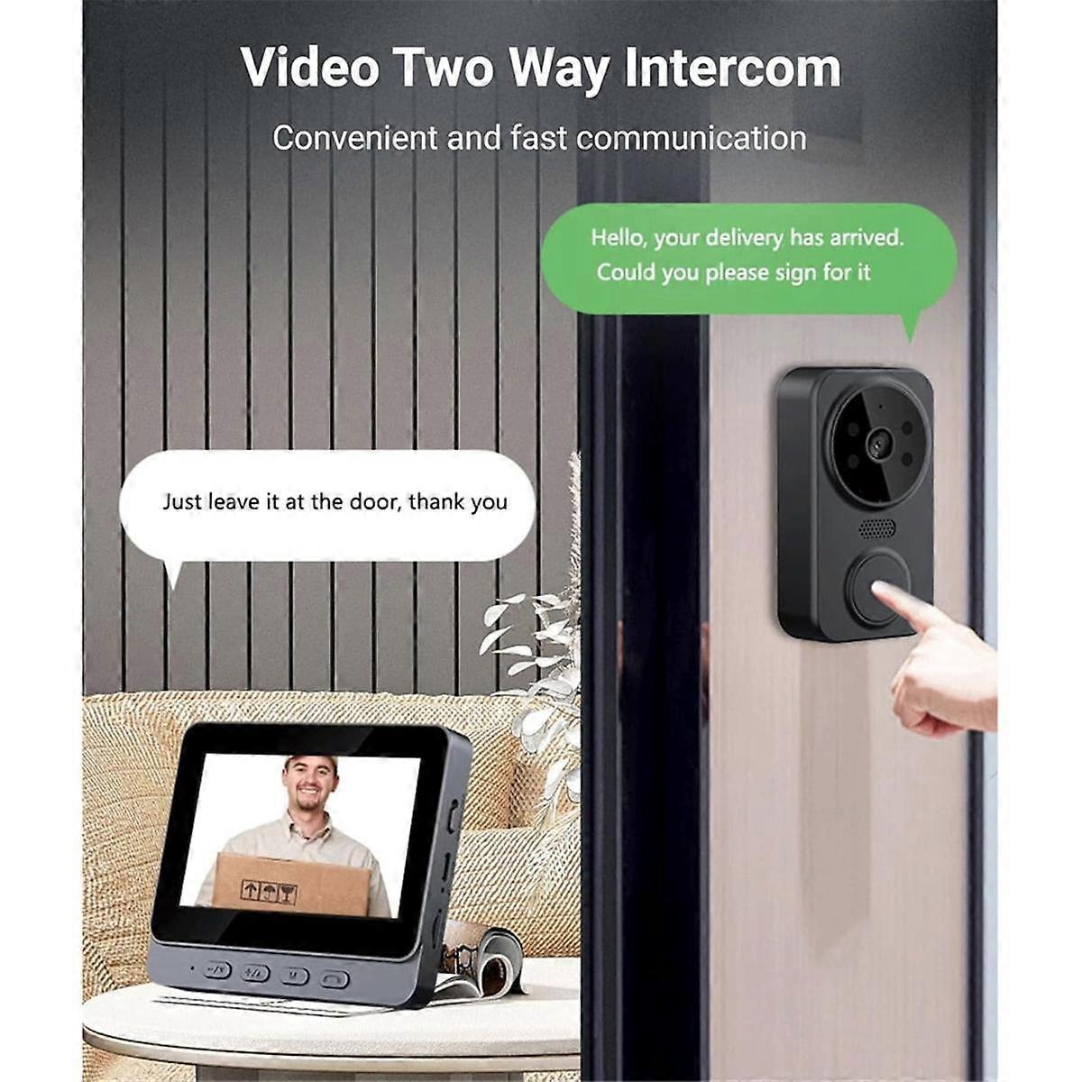 1080P Video Doorbell, Night Vision, USB-C, 2.4GHz WiFi, 2-Way Audio, 256GB V1263-JX-5054