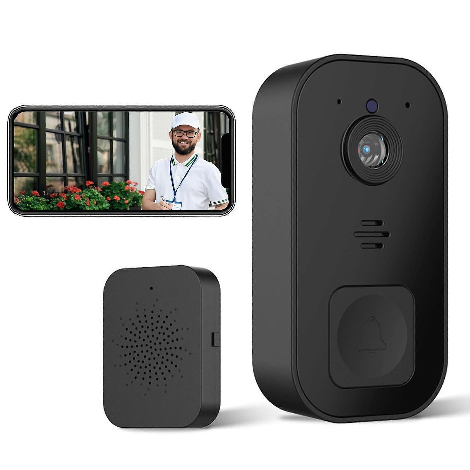 Wireless Video Doorbell Camera, 2.4GHz WiFi, Black V1263-JX-5056