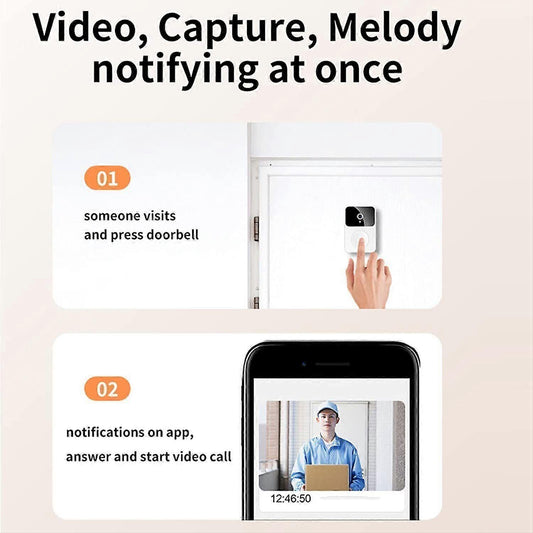 WiFi Smart Video Doorbell, Wireless Phone Intercom Security Camera V1263-JX-5057