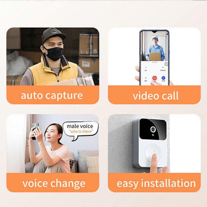 WiFi Smart Video Doorbell, Wireless Phone Intercom Security Camera V1263-JX-5057