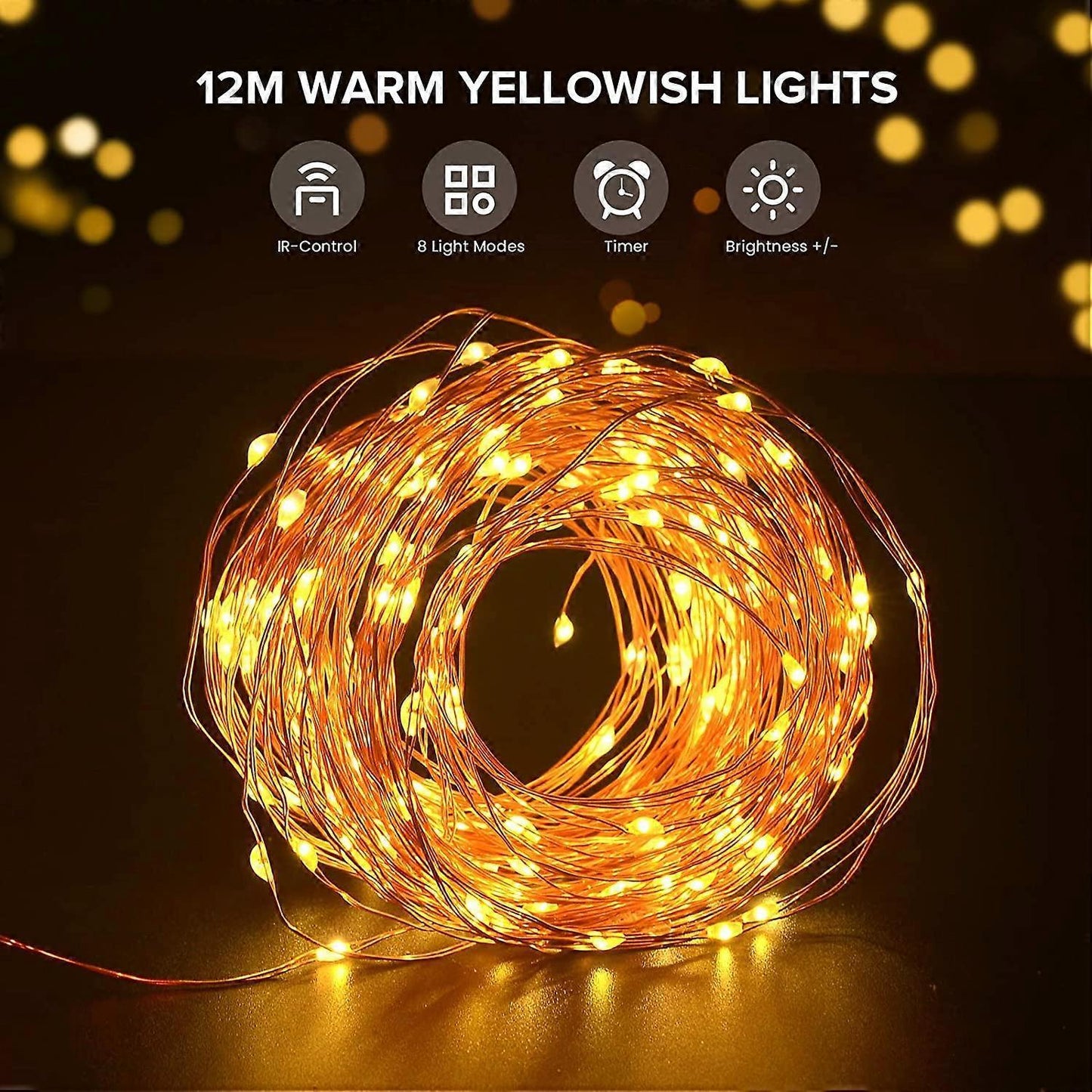 100 LED String Lights 10M, IP65 Waterproof, 8 Modes, Battery Operated V1263-JX-5065