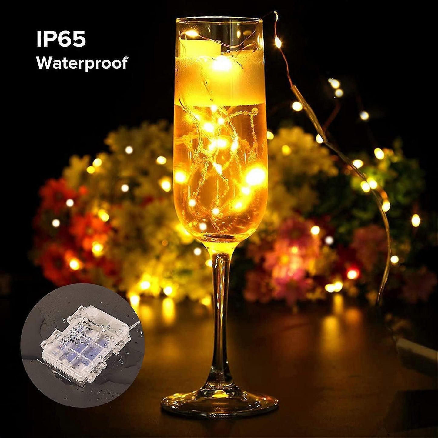 100 LED String Lights 10M, IP65 Waterproof, 8 Modes, Battery Operated V1263-JX-5065