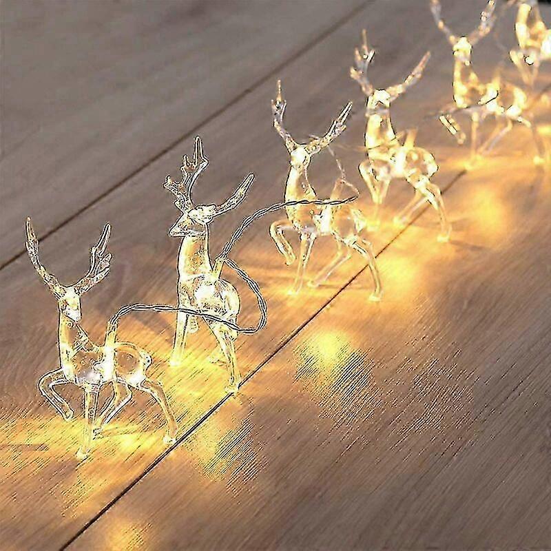 Christmas Reindeer LED String Lights, Battery Powered Warm White, 10 LEDs V1263-JX-5072