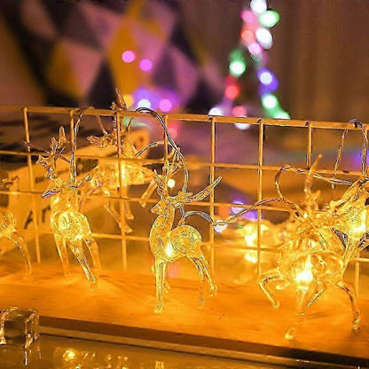 Christmas Reindeer LED String Lights, Battery Powered Warm White, 10 LEDs V1263-JX-5072