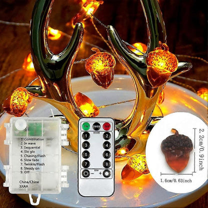 Acorn LED String Lights, 20 LEDs, 6.5ft Battery Powered Fairy Lights V1263-JX-5074