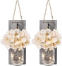 Rustic Mason Jar LED String Lights with Silk Hydrangea, Set of 2 V1263-JX-5075