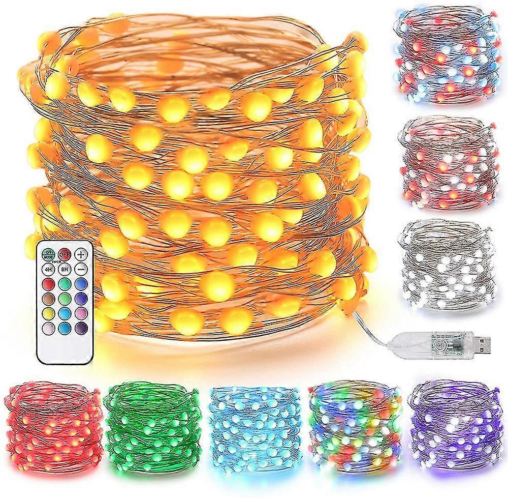 33ft 100 LED Color Changing USB String Lights with Remote, Twinkle Fairy V1263-JX-5077