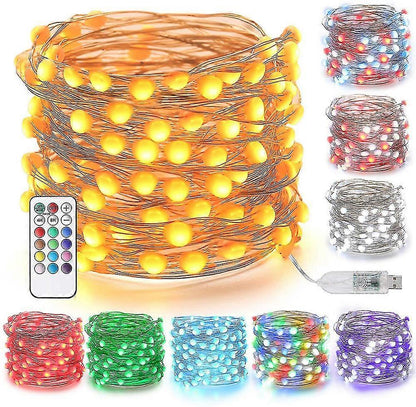 33ft 100 LED Color Changing USB String Lights with Remote, Twinkle Fairy V1263-JX-5077