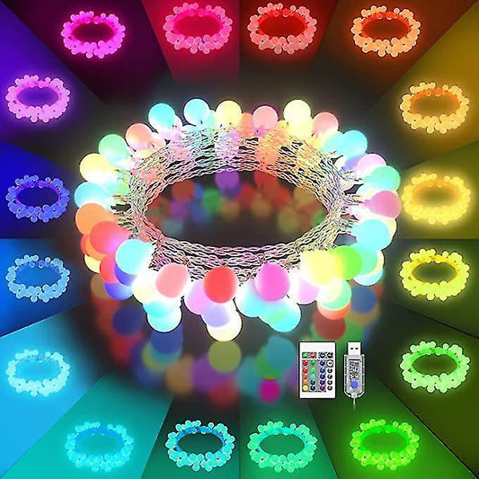 50 LED Globe Ball String Lights, 16 Colors, Remote Control Indoor Decor V1263-JX-5078